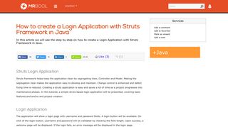 How to create a Login Application with Struts Framework in Java