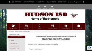 Hudson ISD - Student Access Login