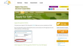 NYS Higher Education Services Corporation - Apply For TAP