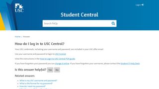 How do I log in to USC Central? - Student Central