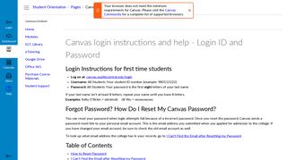 Canvas login instructions and help - Login ID and Password: Student ...