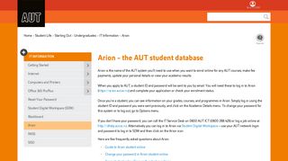 Arion - the AUT student database - AUT