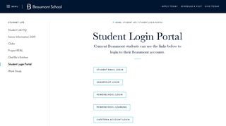 Student Login Portal - Beaumont School