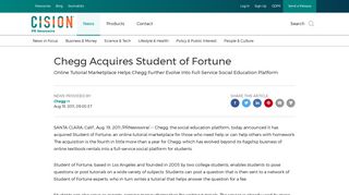 Chegg Acquires Student of Fortune - PR Newswire