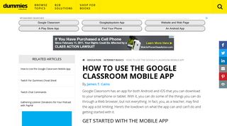 How to Use the Google Classroom Mobile App - dummies