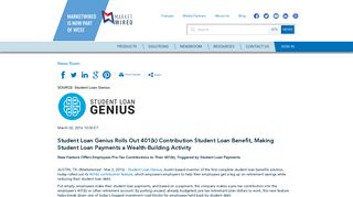 Student Loan Genius Rolls Out 401(k) Contribution Student Loan ...