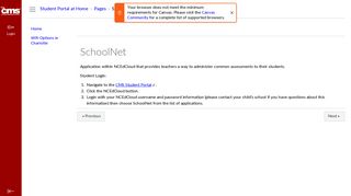 SchoolNet: Instructional Applications on the CMS Student Portal