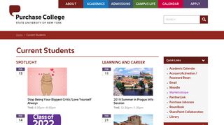 Current Students • Portals • Purchase College