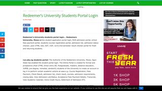 Redeemer's University Students Portal Login - Campus News Source