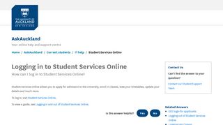 Logging in to Student Services Online - AskAuckland