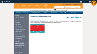 Student Success Library Card | Los Angeles Public Library