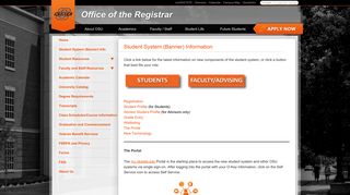 Student System (Banner) Information | Office of the Registrar