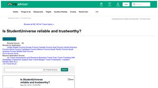 Is StudentUniverse reliable and trustworthy? - Air Travel Forum ...