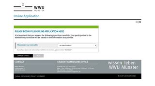Online Application - WWU - Online Bewerbung - Universität Münster