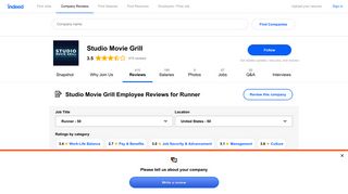 Studio Movie Grill Runner reviews about Pay & Benefits - Indeed