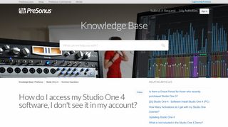 How do I access my Studio One 4 software, I don't see it in my account ...