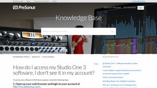 How do I access my Studio One 3 software, I don't see it in my account ...