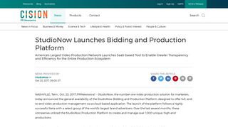 StudioNow Launches Bidding and Production Platform - PR Newswire
