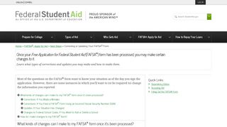 Correcting or Updating Your FAFSA® Form | Federal Student Aid