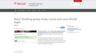 New! Booking group study rooms now uses McGill login | McGill Library