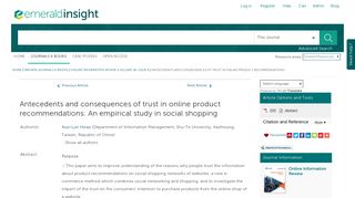 Antecedents and consequences of trust in online product ...