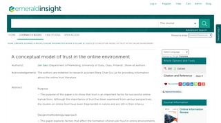A conceptual model of trust in the online environment - Emerald Insight