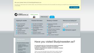Have you visited Studyinsweden.se? - Universityadmissions.se