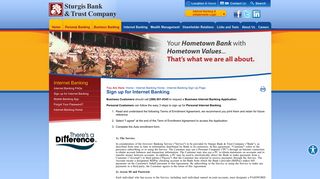 Internet Banking Sign Up Page - Sturgis Bank & Trust Company