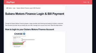 Subaru Motors Finance Login & Bill Payment – EzyPayz