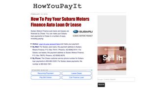 How To Pay Your Subaru Motors Finance Auto Loan or Lease