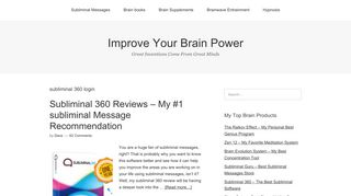 Subliminal 360 Login | Improve Your Brain Power