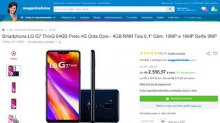Smartphone LG G7 ThinQ 64GB Preto 4G Octa Core - 4GB RAM Tela ...