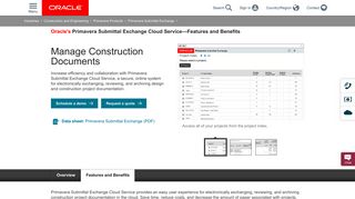 Primavera Submittal Exchange - Features and Benefits | Oracle