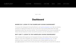 Dashboard — Subsplash.com | Engage your audience like never before.