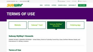 SUBWAY MyWay™ Rewards Program - Terms of Use | SUBWAY.com ...