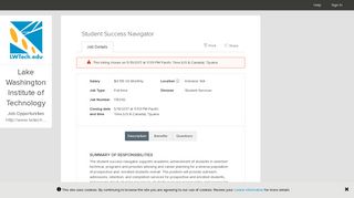 Student Success Navigator - GovernmentJobs.com - Job Details