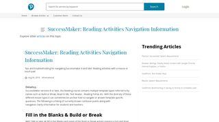 SuccessMaker: Reading Activities Navigation Information