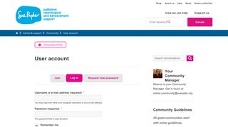 User account | Sue Ryder - Advice & Support