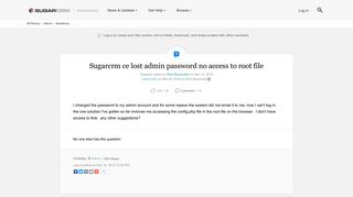 Sugarcrm ce lost admin password no access to ro... | SugarCRM ...