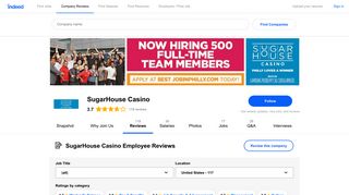 Working at SugarHouse Casino: 115 Reviews | Indeed.com