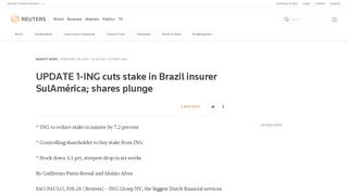 UPDATE 1-ING cuts stake in Brazil insurer SulAmérica; shares ...