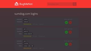 sumdog.com passwords - BugMeNot