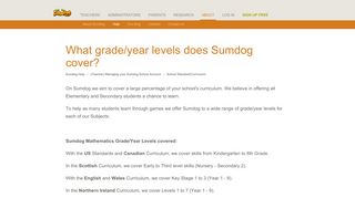 What grade/year levels does Sumdog cover? – Sumdog Help