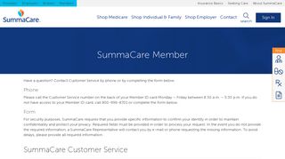 SummaCare Member | Contact Us | SummaCare