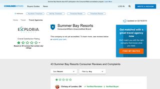 Summer Bay Resorts Reviews (Updated May 2018) | ConsumerAffairs