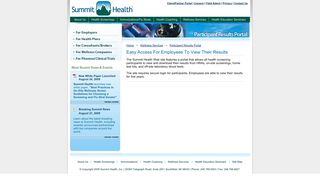 Summit Health | Wellness Services | Participant Results Portal