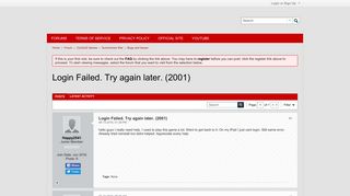 Login Failed. Try again later. (2001) - Com2us Forums
