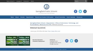 Webmail Quicklink - Springfield Public Schools