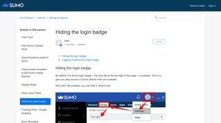 Hiding the login badge – Sumo Support