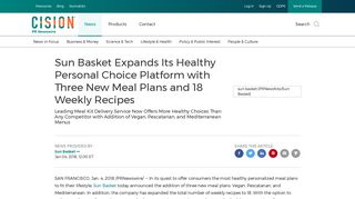 Sun Basket Expands Its Healthy Personal Choice Platform with Three ...